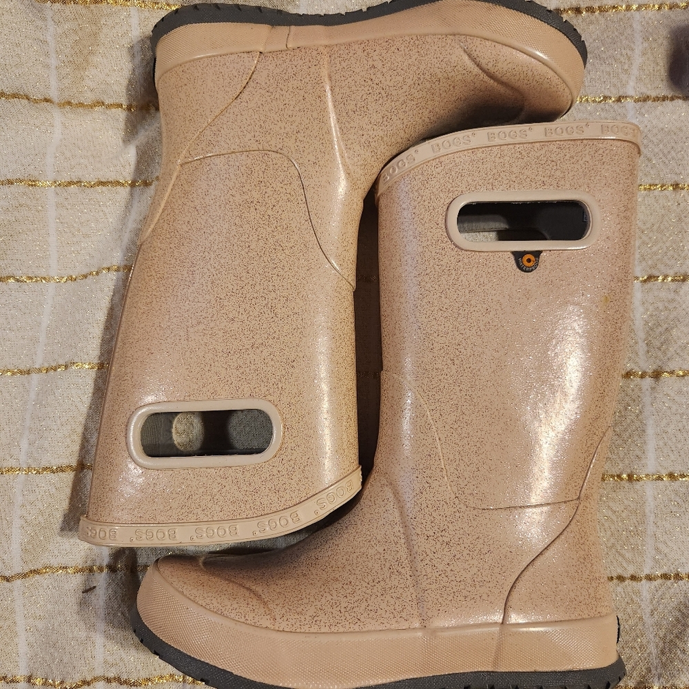 Bogs Sand-Toned Glitter Rain Waterproof Boots - Picture 6 of 8